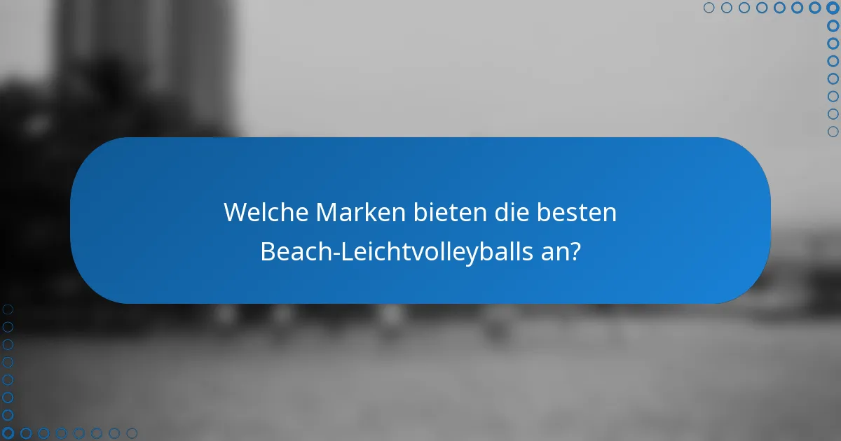 Welche Marken bieten die besten Beach-Leichtvolleyballs an?