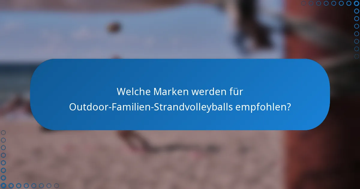 Welche Marken werden für Outdoor-Familien-Strandvolleyballs empfohlen?
